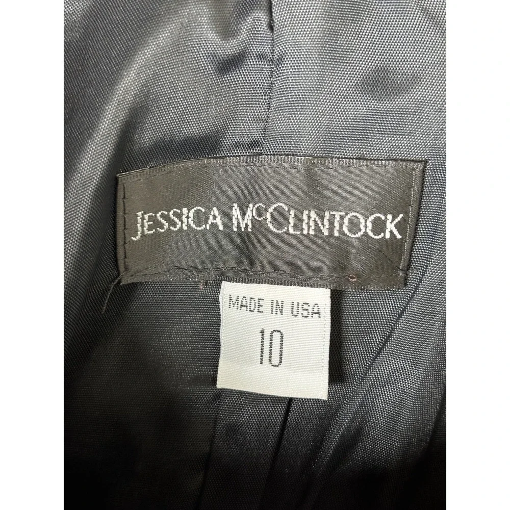 Vintage Jessica McClintock Strapless Tulle Satin Dress Womens M Goth Prom 90s